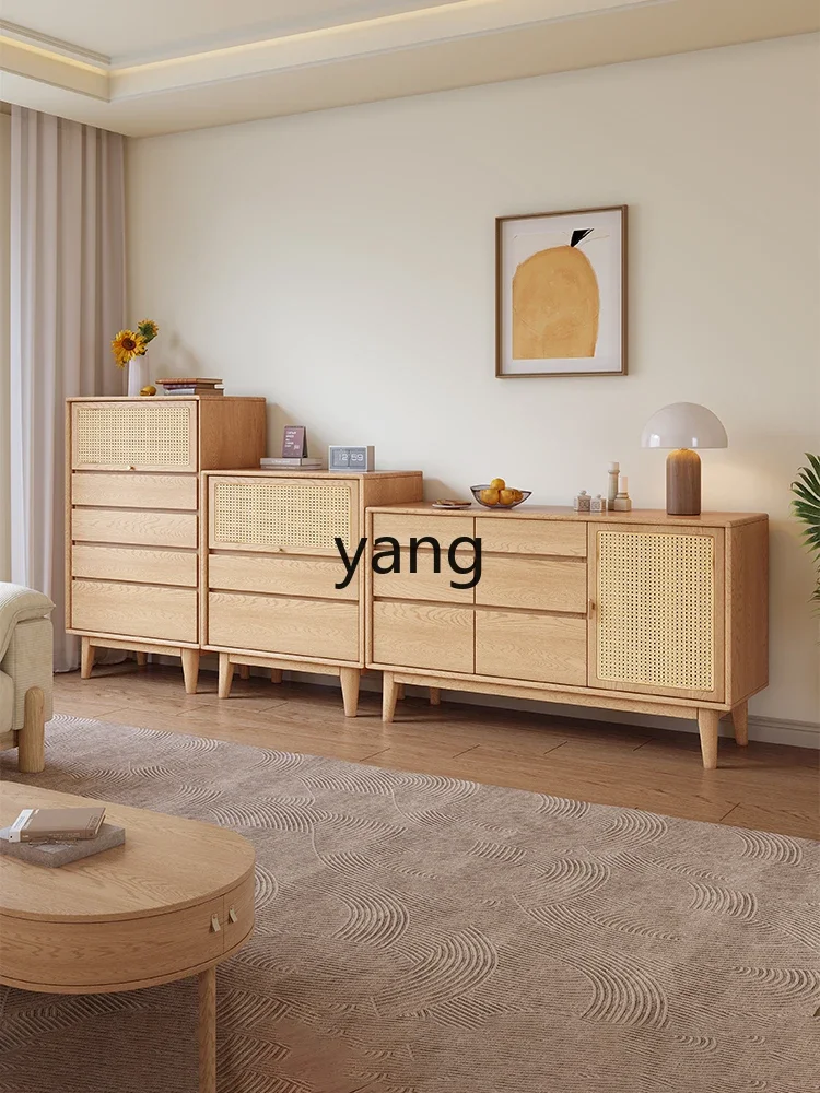 xyy full solid wood chest rattan living room against the wall modern simple bedroom drawer locker