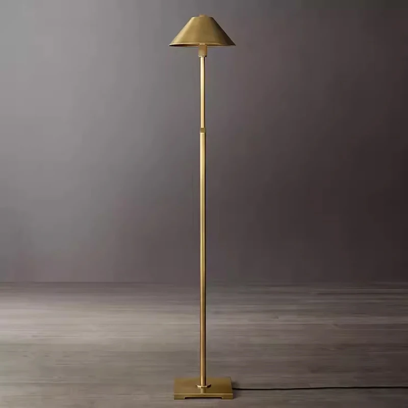 Italian Retro Copper Floor Lamps Designer Minimalist Creative Living Room Artistic Decor Coffee Shop Adjustable Vertical Lights