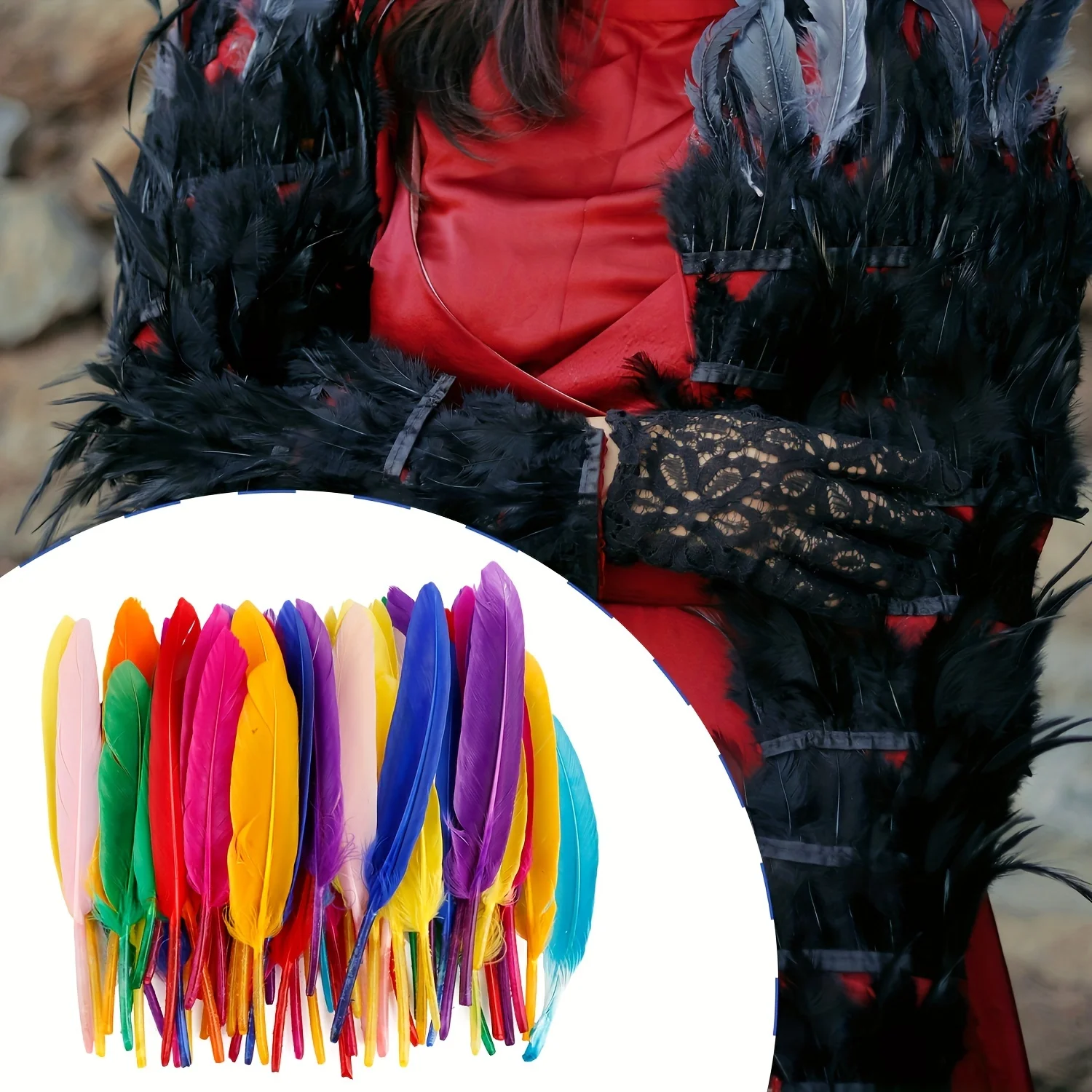 50 قطعة ريش أوزة أحمر وردي لديكور الزفاف، أزياء حفلات الهالوين وأعياد الميلاد، مستلزمات ريش يدوية لتزيين المنزل #5