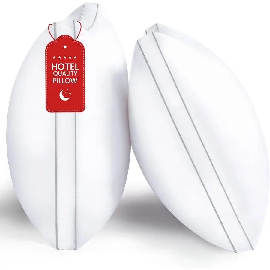 

Queen Size Set of 2 Gusseted Bed Pillows for Sleeping Luxury Hotel Quality Supportive Pillows with Soft Down Alternative Fillin