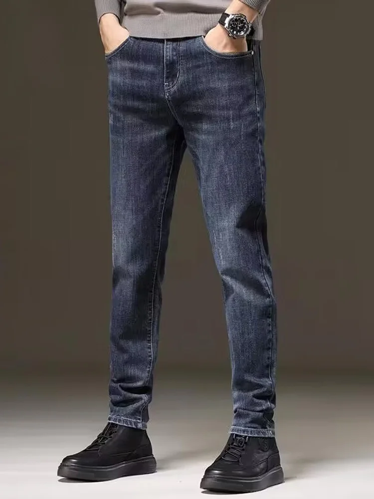 

Men's Slim Fit Jeans Spring Trendy Brand New Sle Casual Straight Leg Long Pants Versatile Cotton Polyester Blend