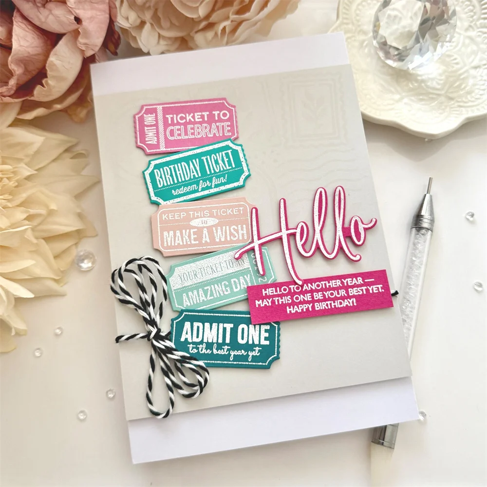 Postage Stencil Collection Big Sentiments Hello Metal Cutting Dies and Stamps Sets DIY Craft Making Greeting Card Scrapbooking