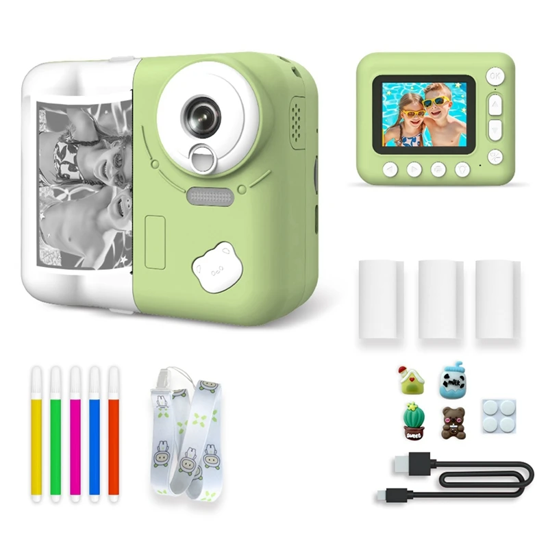 

Kids Instant Print Camera 1080P HD Digital Camera GreenJAS