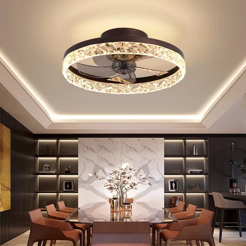 Living Room Ceiling Fan Lamp Nordic Dining Room Home Decor Lights Variable Frequency Mute Ceiling Light With Fan Bedroom Lamps