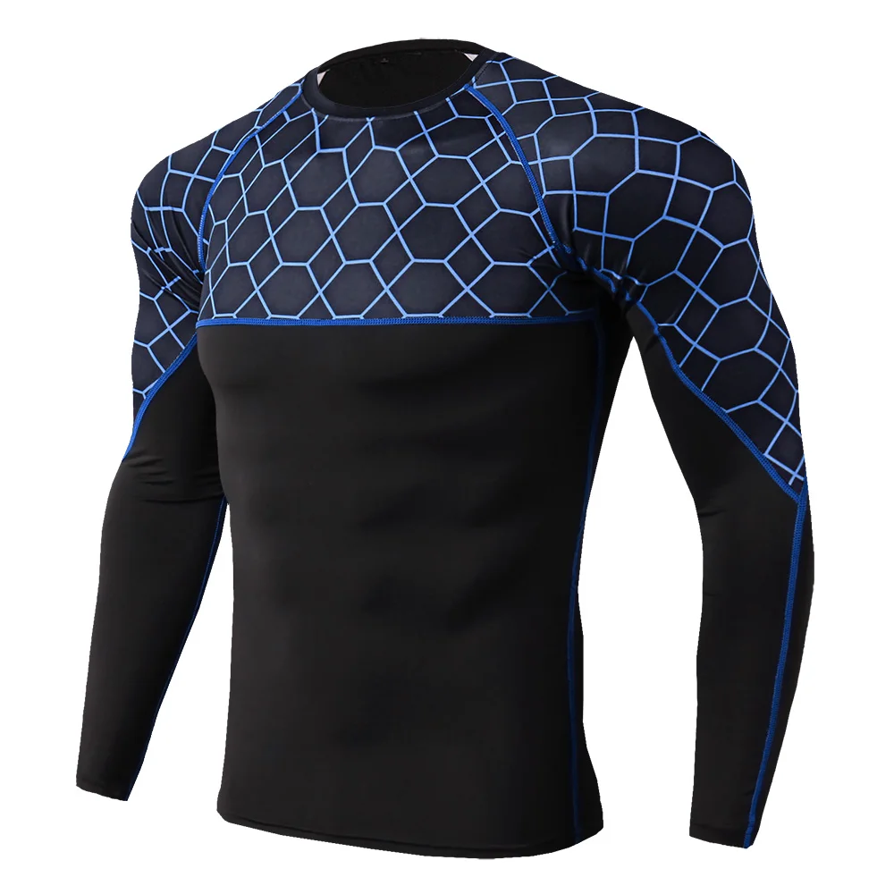 Maglietta Fitness da palestra da uomo maglietta da trekking da Jogging a compressione magliette sportive allenamento per Bodybuilding muscolare allenamento abbigliamento sportivo da corsa