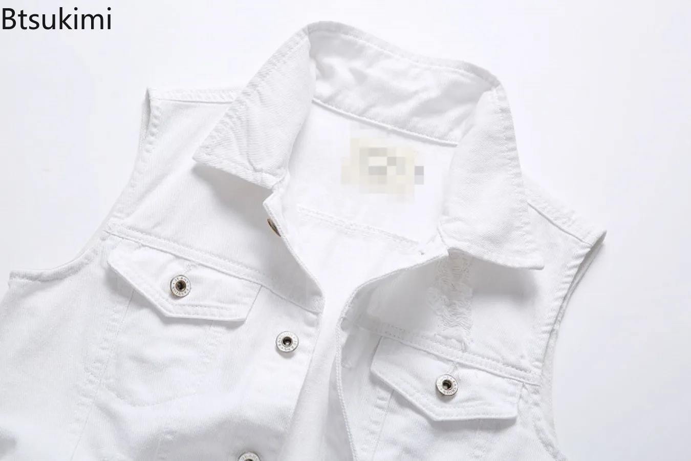 2024 New Men's White Denim Vest Vintage Sleeveless Casual Pure Cotton Vest Jackets Washed Jeans Waistcoats Male Trend Streetwear