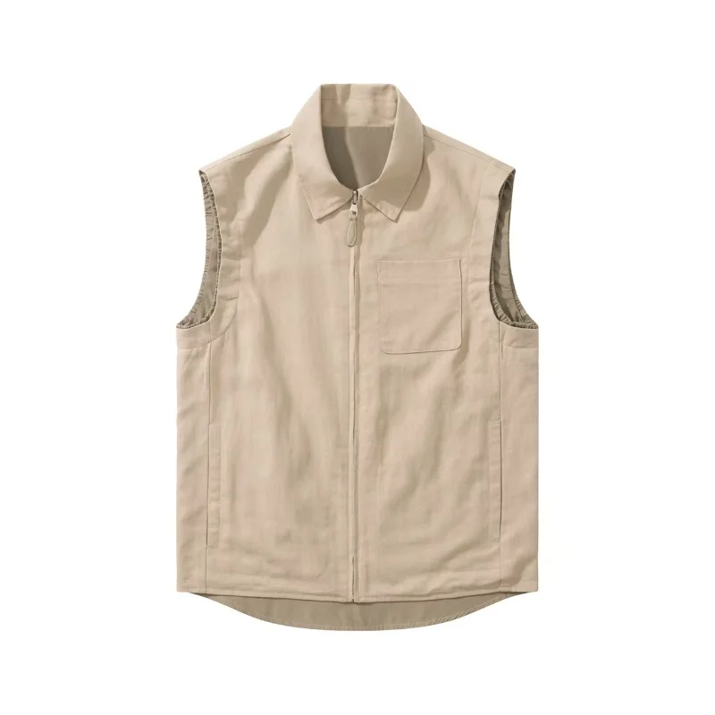 

Double-Sided Wear Linen Collar Vest Men's New 2025 High-End Svel Jaet Faionable Urban Sle Stand Fit