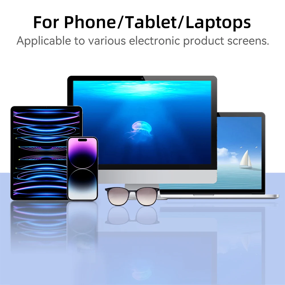 2 In 1 iPad Screen Cleaner Spray Phone Screen Computer Screen Dust Removal Microfiber Cloth Set Without Cleaning Liquid 10 Color