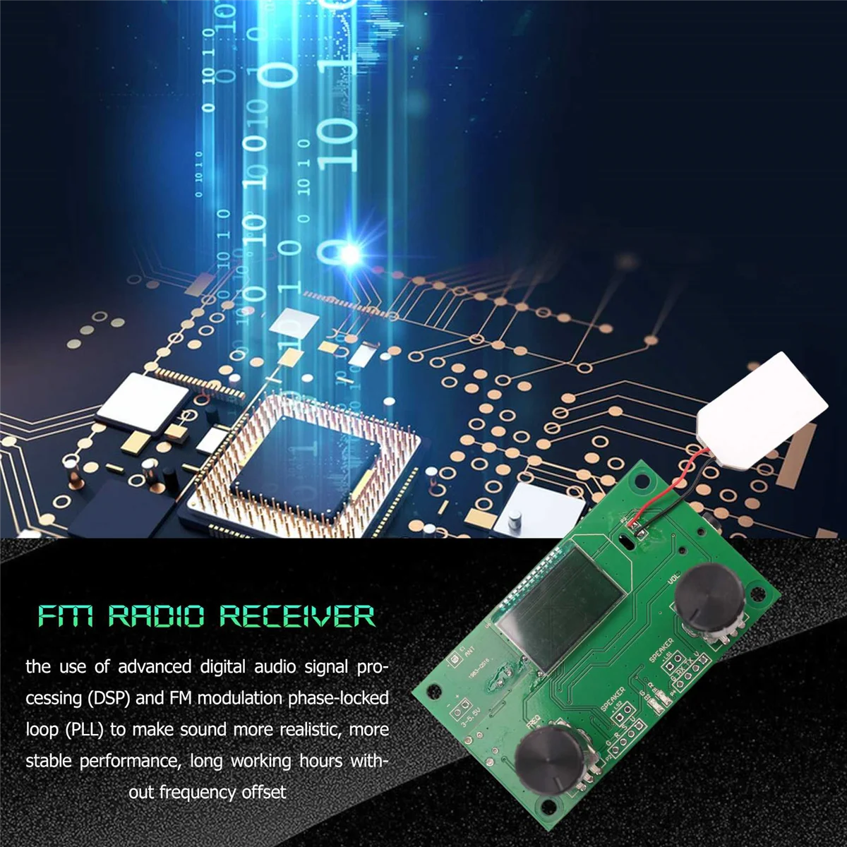 Módulo Receptor de Rádio FM com Display Digital LCD, Modulação de Frequência, Placa Receptora Estéreo, DSP, PLL, 3-5V, 87-108MHz