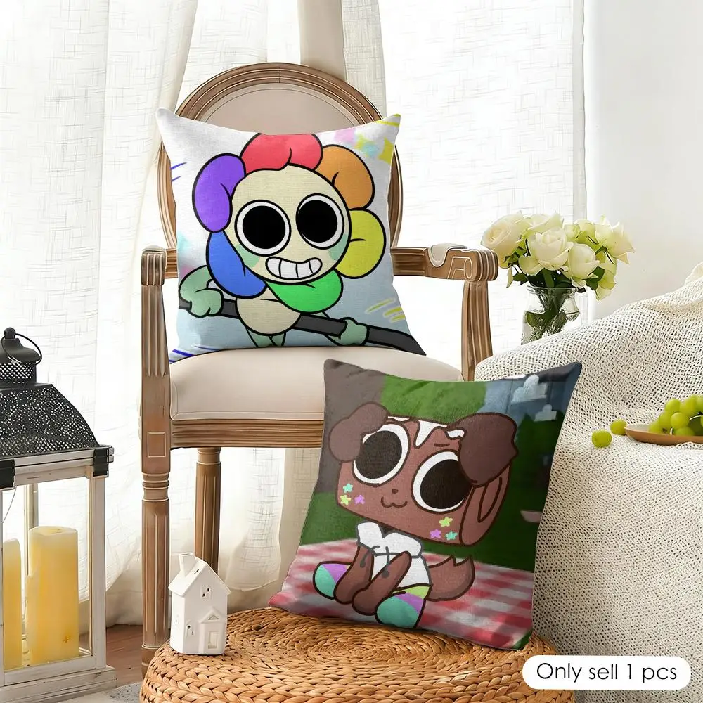 Cartoon Cute D-Dandys W-World Cushion Cover Organic Linen Square Pillow Case Durable Non-Allergenic And Kind To Skin