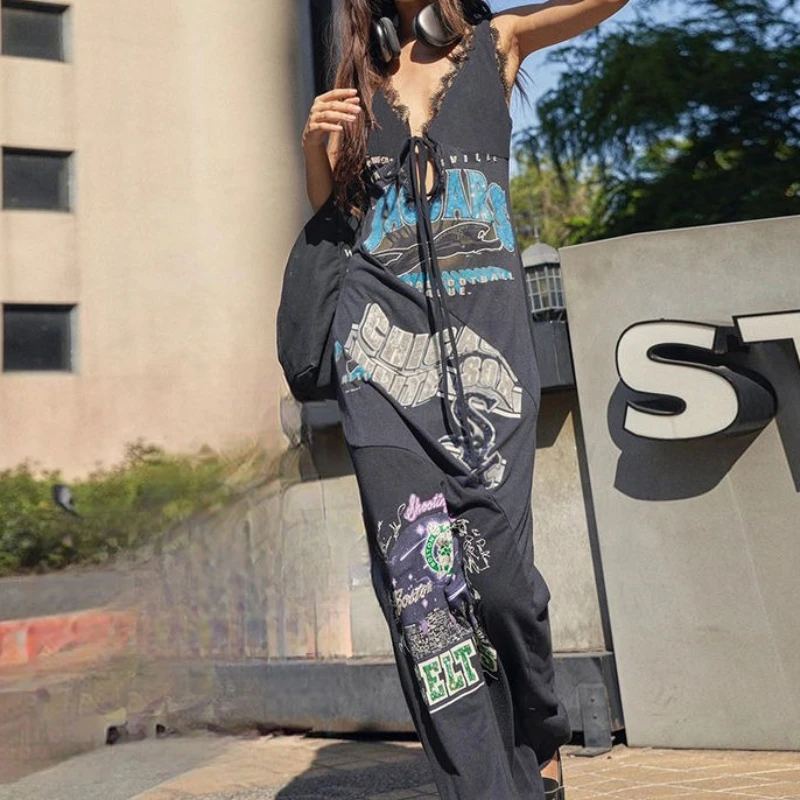 

2025 Новые свободные женские широкие брюки в полоску в стиле Харадзюку в стиле ретро Y2K, летние модные повседневные женские брюки в американском стиле для девочек, эмо