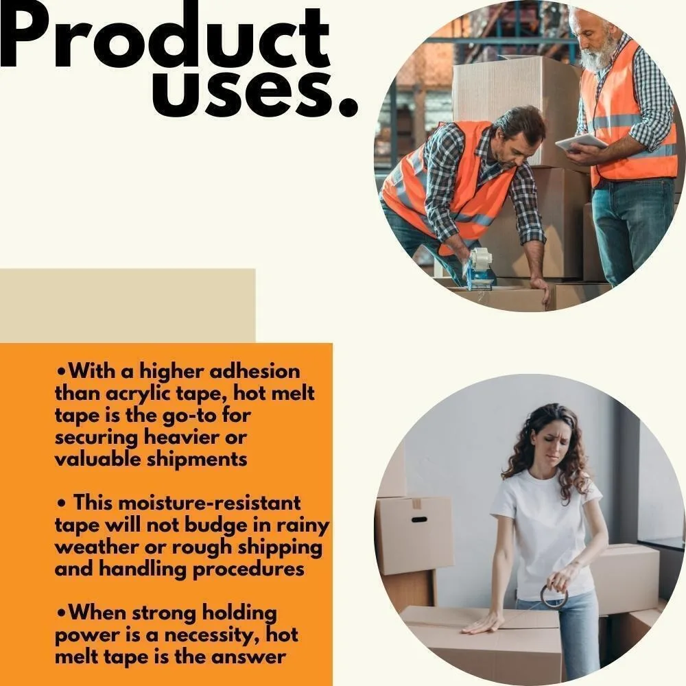 شريط صندوق تعبئة متحرك للشحن بالحرارة مقاس 3 × 110 ياردة، 912 لفة، 2 مل #6