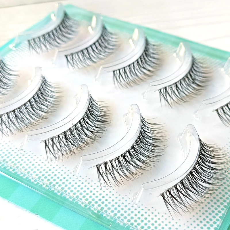 5 Pairs False Eyelashes Set Invisible Clear Band Long Thick Handmade Reusable Fake Eye Lashes Natural Volume Makeup Tools