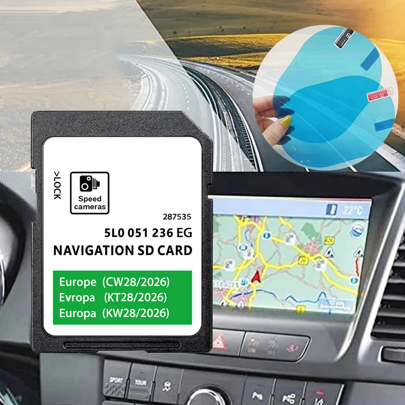 

Новинка для SKODA 2024 32 Гб MIB2 Amundsen Discover Media NAVI SD card Европа Великобритания с противотуманными наклейками