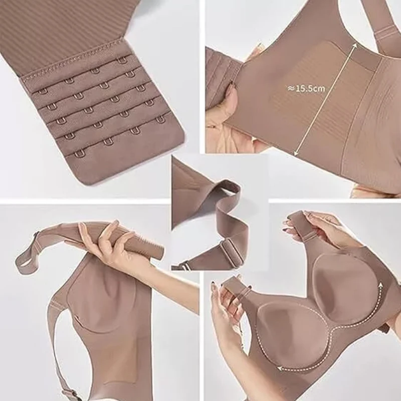 2025 Women's Seamless Underwear Thin Style Plus Size Removable Bra Anti-Sagging Wire-Free image 6
