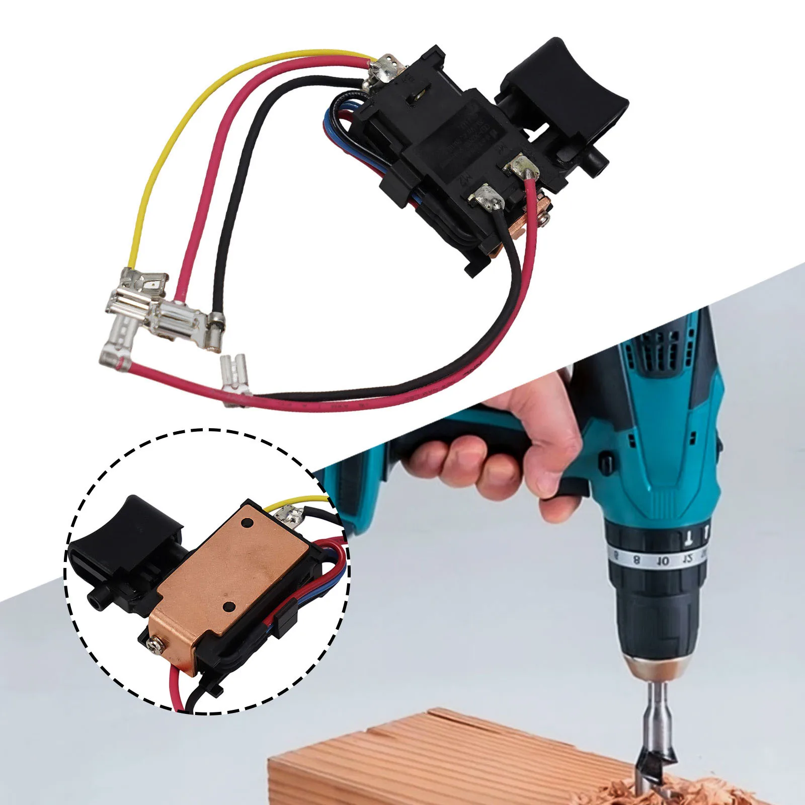 

Replacement Part 1pc Switch Switch Replacement Cordless Screw DF347DWE DF457D Driver Drill For 638887-6 HP457D Durable