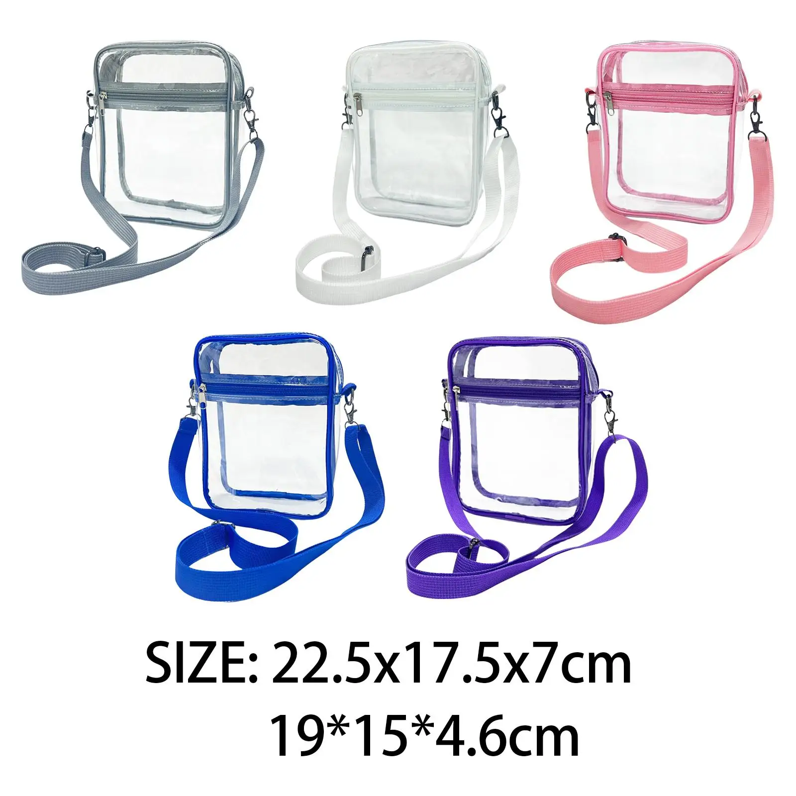 Clear Shoulder Bag PVC Transparent Crossbody Purse Stadium Approved Waterproof for Women Men Concert Festival Travel Storage