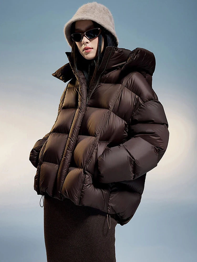 Winter Puff Dicke Abnehmbare Kapuze Unten Jacke Frauen Weiße Ente Unten Zipper Parker Outwears Weibliche Feste Warme Tasche Jacken