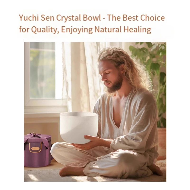 10 Inch Frosted Quartz Crystal Singing Bowls 432hz Note for Sound Healing with Striking Rods and Washers-A56M