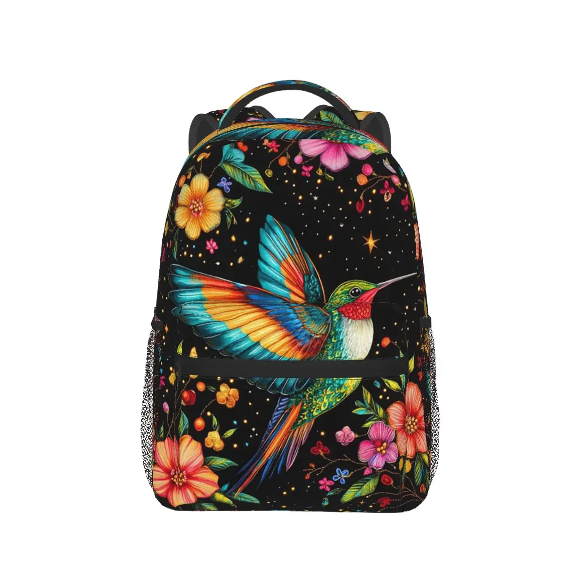 

Hummingbird Butterfly With Flowers Design Backpack Hot Sale Daypack Boys Girls BookBag School Bag Shoulder Bags for Men Women