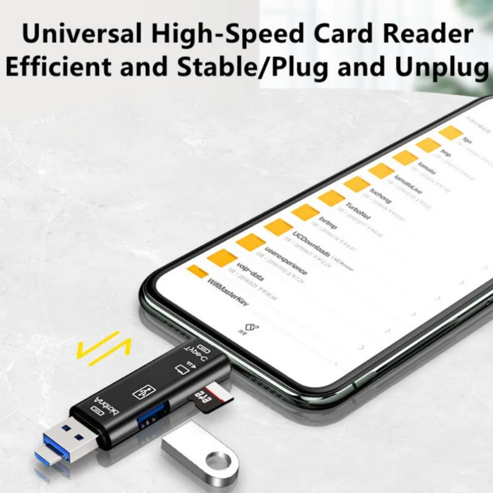 5 in 1 OTG Type C Card Reader USB 2.0 SD/TF Mirco SD Smart Memory Flash Drive Adapter for Mobile Phone PC Laptop Accessories