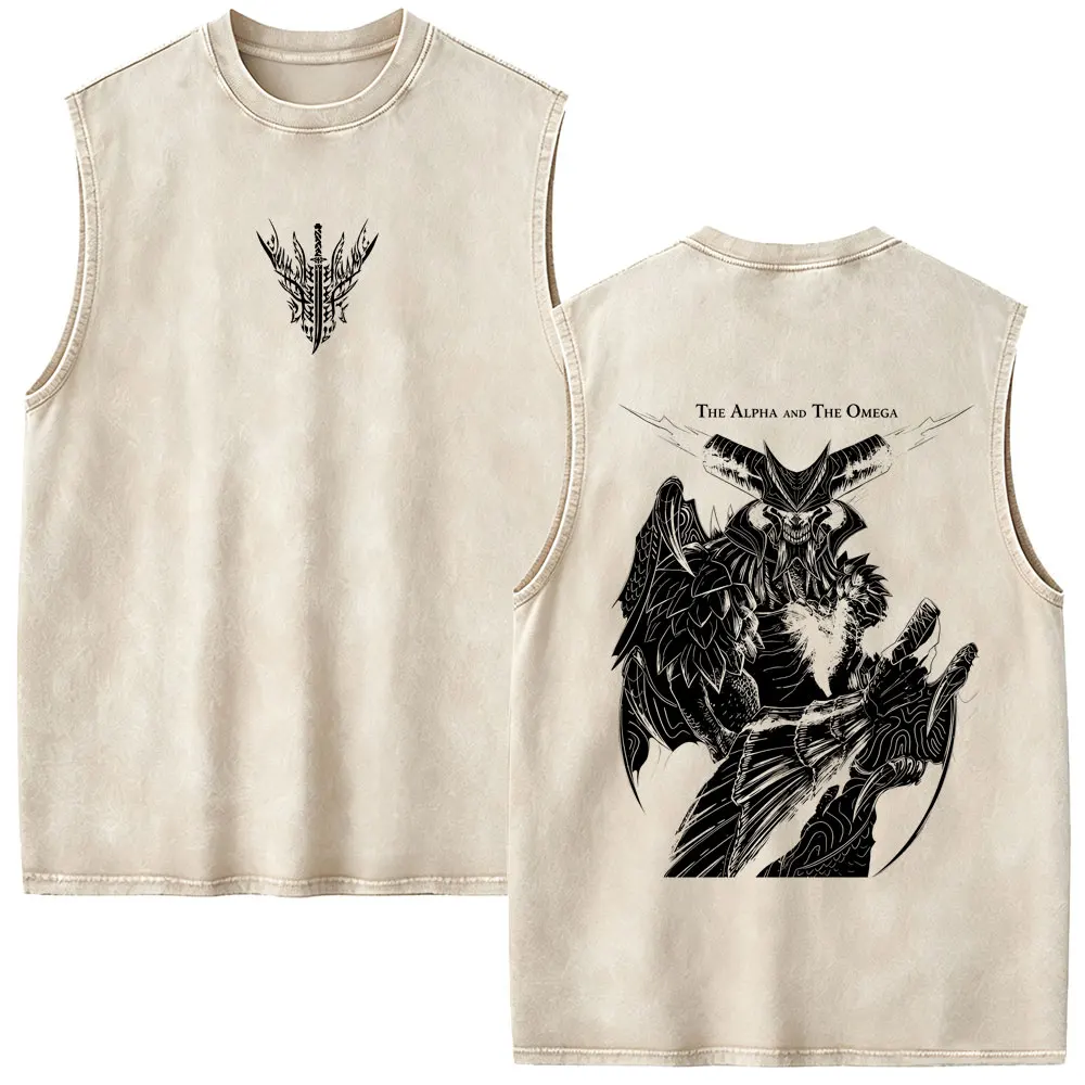 Game Devil May Cry Vergil Vintage Washed Tank Tops Men Women Casual Oversized Sleeveless Vest T-shirts Male Fashion Streetwear
