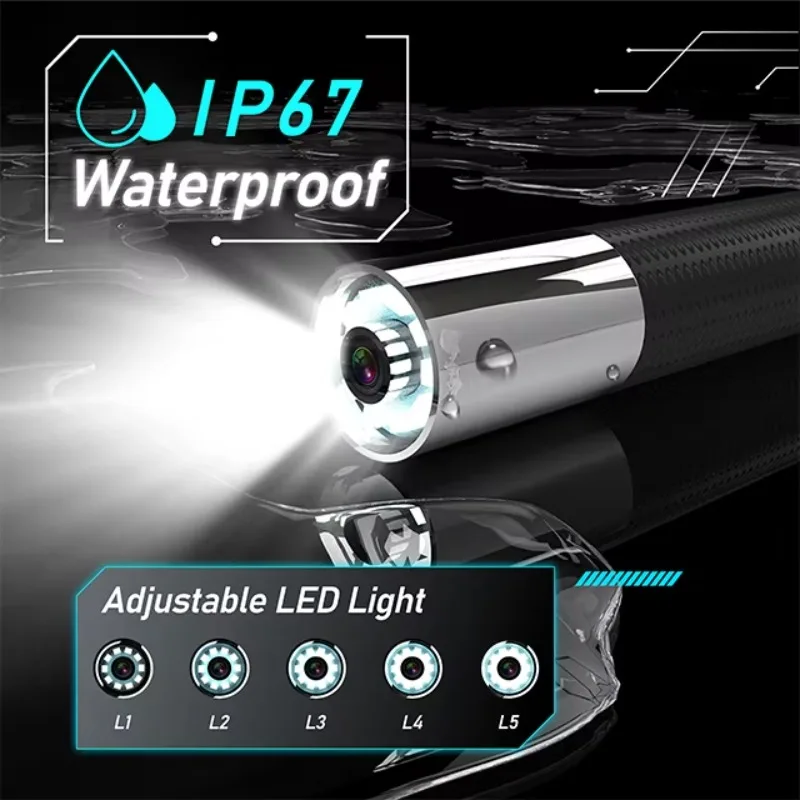 6.0mm High Precision Industrial Borescope With 360 Degree Rotating Cam era LED Light and 1080P HD Image for Pipe Inspection