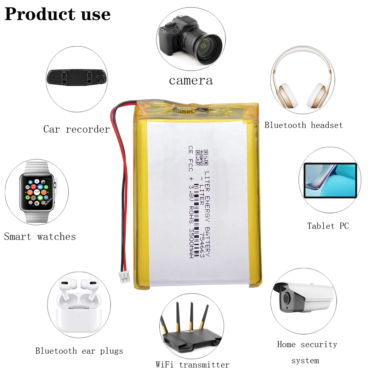 plug 1.25-2P 754663 3500mah 3.8V rechargeable li-polymer battery for GPS PDA Recreational machines RG35XX PLUS Game console