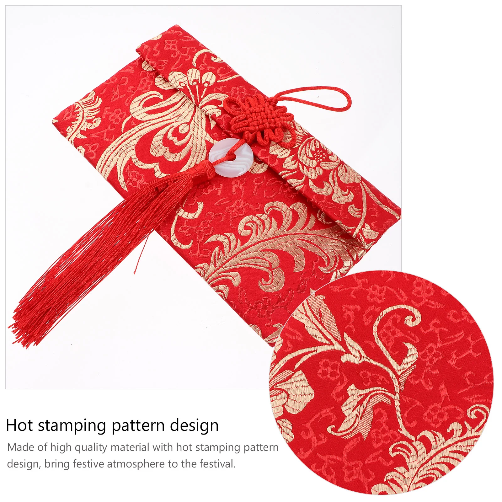 2 Pcs 2021 Chinese New Year Decorations Red Envelope Purse Cartoon Cattle Packet Brocade Money Package