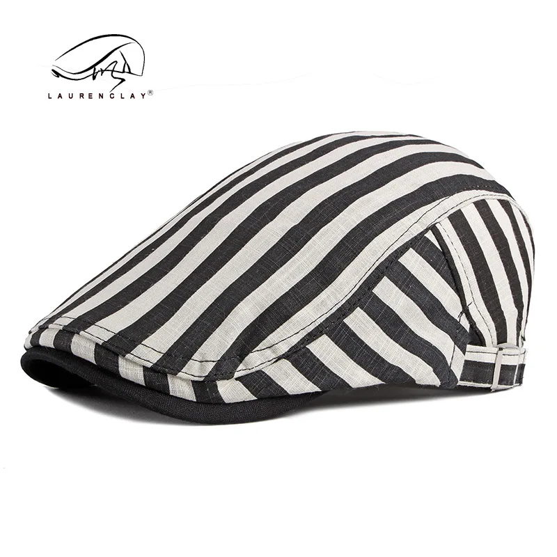 

New Men's Beret Wholesale Korean Fashion Spring And Summer Thin Peaked Cap Female Breathable Stripes Advance Hats Fashion