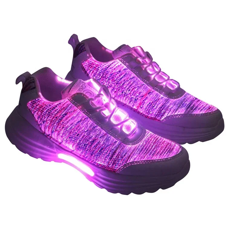 

2025 hot sale LED Flash Light Up Fiber Optic Fashion Cute Pink Kid Luminous Shoes with Blinking Light