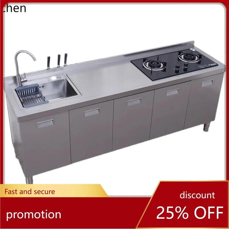 

ZML Stainless Steel Kitchen Cabinet Simple Stove Integrated Storage Bowl Cabinet for Home Small Apartments