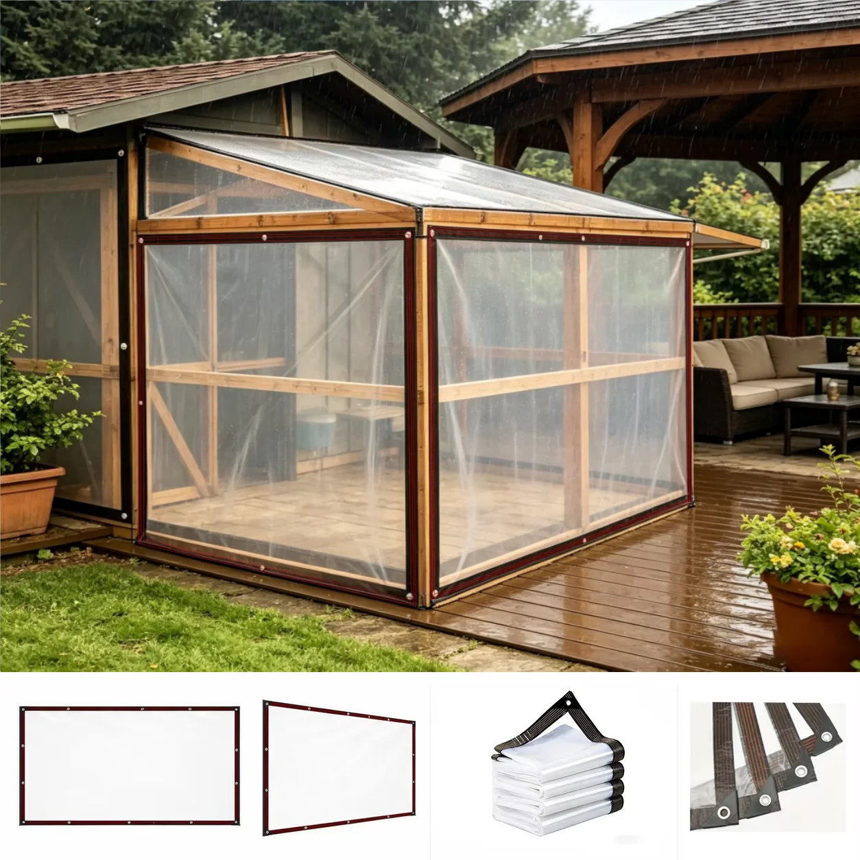 Thick Transparent Tarpaulin Outdoor Polyethylene Tarp for Garden Patio Cover Chicken Coop Porch Canopy Plant Camping