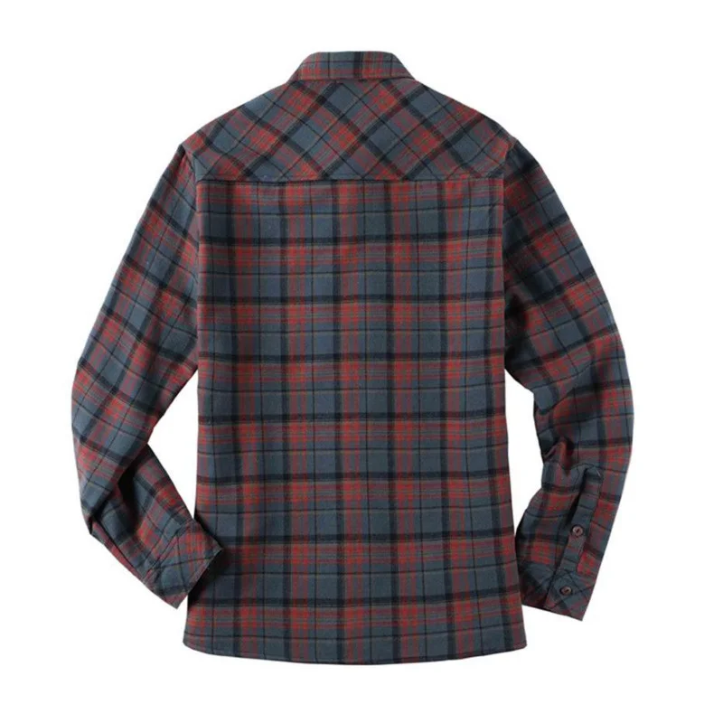 Men\'s Flannel Shirt Jacket Chest Pocket Fleece Lined Long Sleeve Button Down Shirts Jacket For Man Fall Winter Warm Clothing