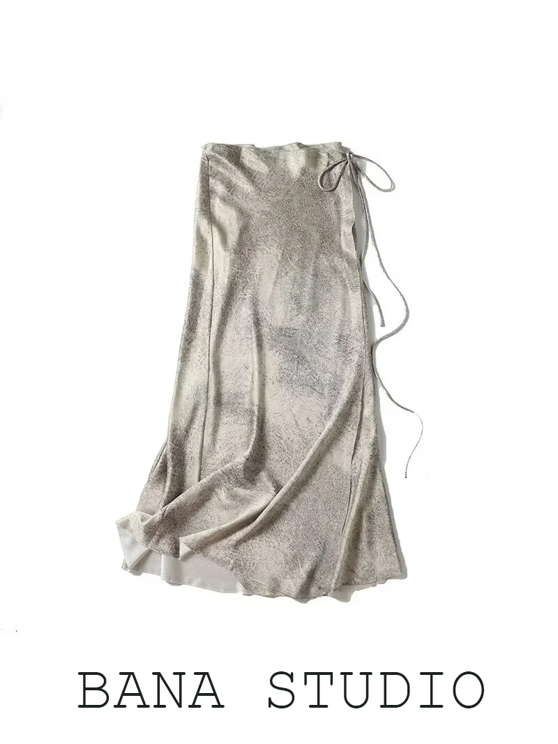 

BANA Textured Pearl One-Piece Long Wrap Body Skirt Women's Floor-Length Belted f Skirt Classical Sle High Waist Straight...