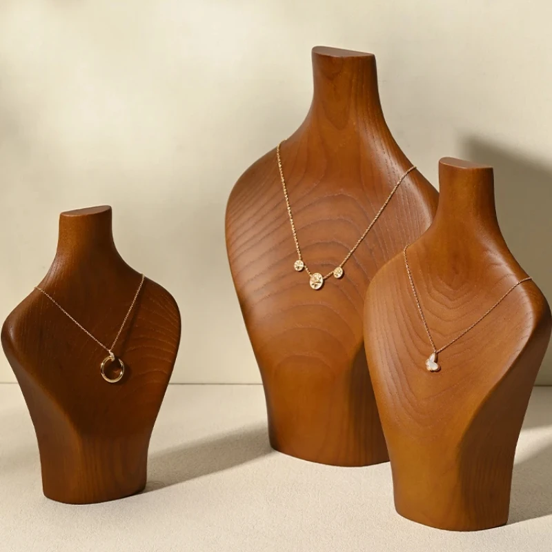 

Oirlv Solid Wood Necklace Display Bust Stand Ring and Pendant Holder for Mannequins Jewelry Exhibitor and Organizer for Shop