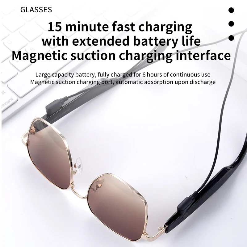 Bluetooth Audio Smart Glasses Wireless Bluetooth Headset Outdoor UV Protection Sunglasses Men Women Nylon Lenses Eyeglasses