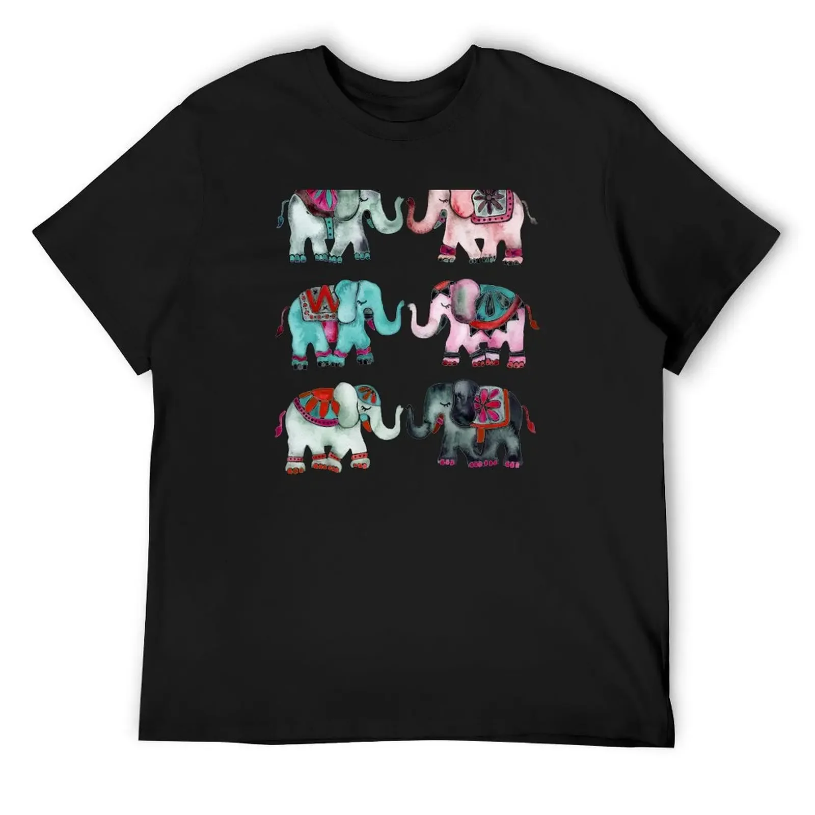 

Elephant Collection – Turquoise & Coral Palette T-Shirt Funny t-shirt cute clothes baggy shirts designer shirts clothes for men