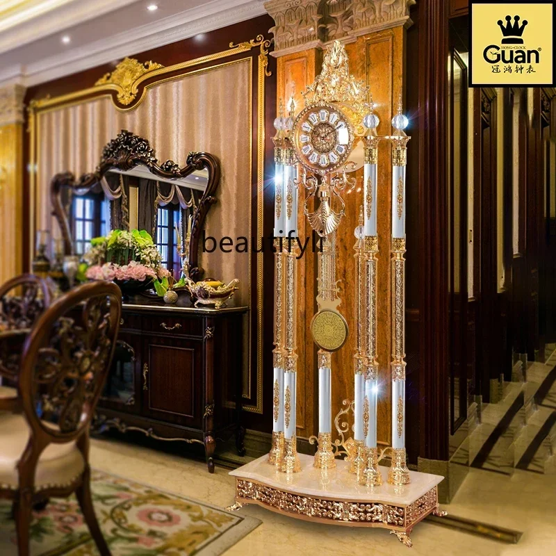 

YH55 Living Room Floor Clock European Standing Clock Golden Crystal Floor Clock, Living Room Luxury Villa