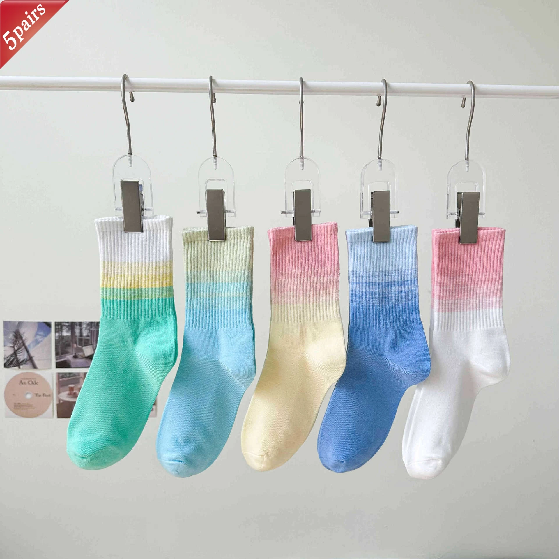 

5 Pairs Women's Socks Set Japanese Dopamine Simple Versatile Mid Tube Socks Breathable Sweat Absorbing Comfortable Cotton Socks