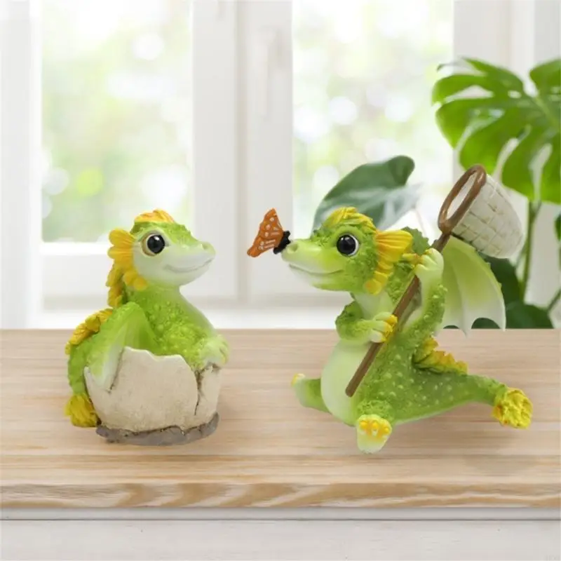 

83XC Miniature Dragon Baby Figurine Garden Decoration Garden Dragon Statue Landscape