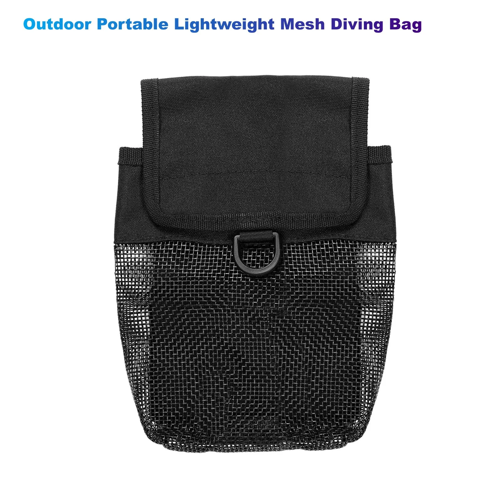 Outdoor Portable Lightweight Mesh Diving Bag, Finger Reel SMB Mesh Storage Pocket, with Buckle (Black）