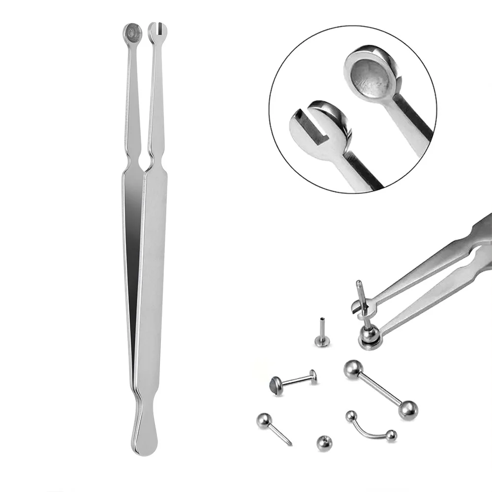316L Edelstahl Piercingzange Klemmwerkzeug mit Verriegelung, geschlitzte Zange zum Öffnen und Schließen für Ohr-, Nasen-, Septum- und Körperpiercings – Detail 2