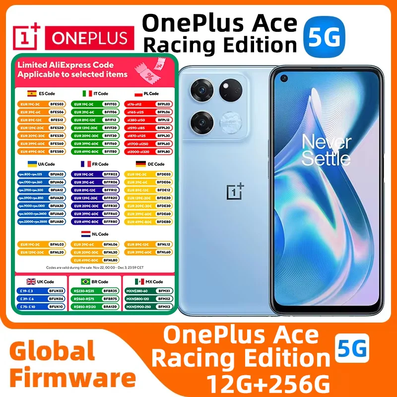 OnePlus Ace Racing Edition متعدد اللغات MTK الأبعاد 8100 MAX 120 هرتز عرض 5000 مللي أمبير 67 واط SuperVooc Charge أندرويد الهاتف المستخدم