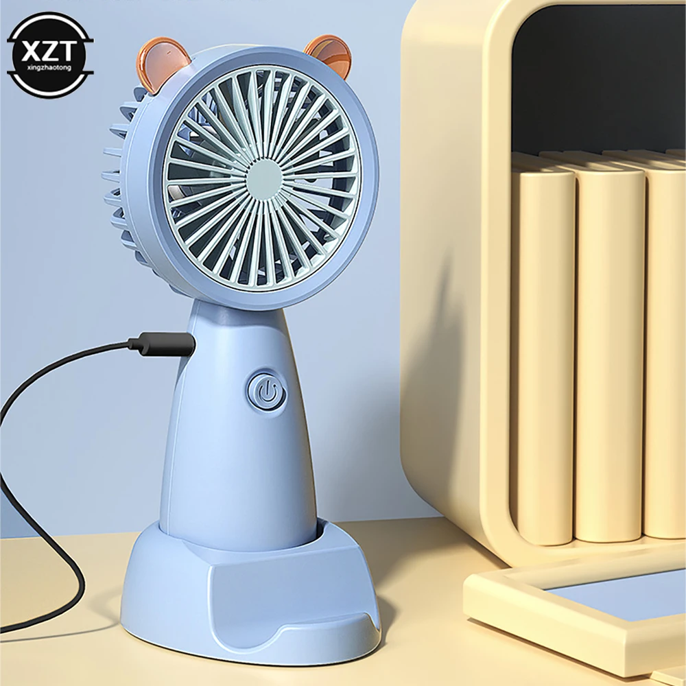 Handheld Usb Opladen Ventilator Mini Pocket Fan Desktop Kantoor Leuke Mute Opladen Fan Outdoor Reizen Draagbare Lanyard Fan