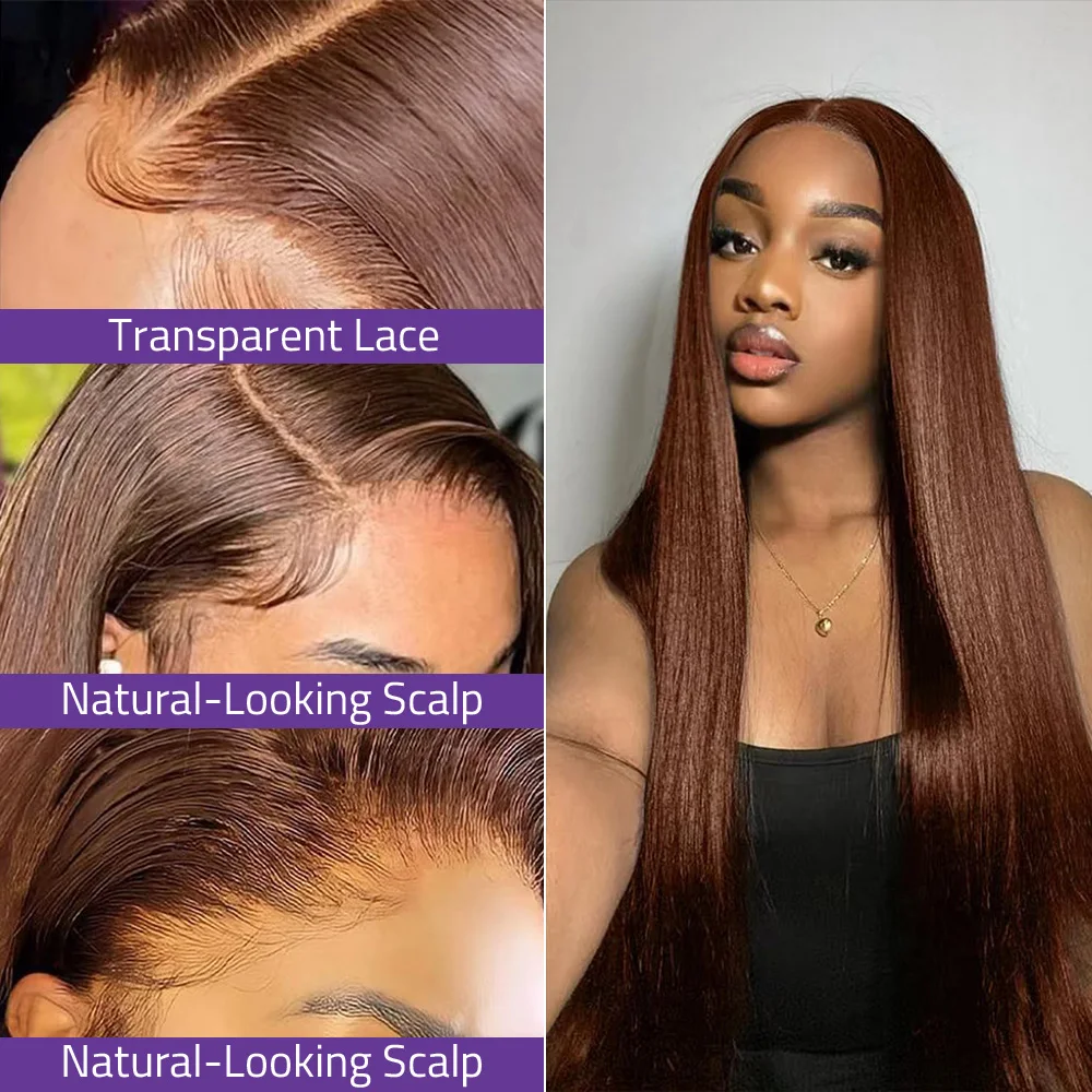 13x4 الدانتيل الشفاف الجبهة الباروكات الشوكولاته براون شعر طبيعي مفرود شعر مستعار للنساء 13x6 Hd الدانتيل الباروكة الأمامية يمكن كرة لولبية وصبغه.