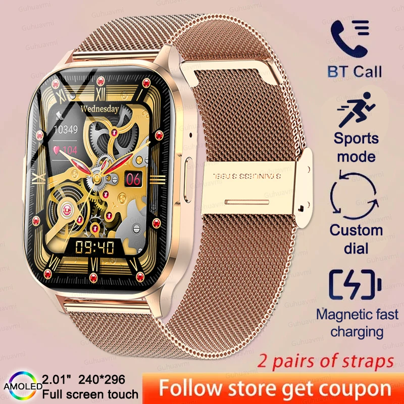 2025 NFC Smartwatch AMOLED Screen Always show Time Bluetooth Call Series 9 Clock Custom Dial Men Sport Health Women Smart Watch