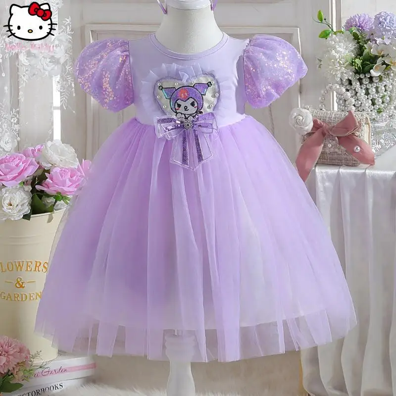 

Новое летнее платье Kawaii для девочек: модное, мультяшное, аниме, милое, мягкое, пышное, в стиле принцессы, повседневное платье с Куроми