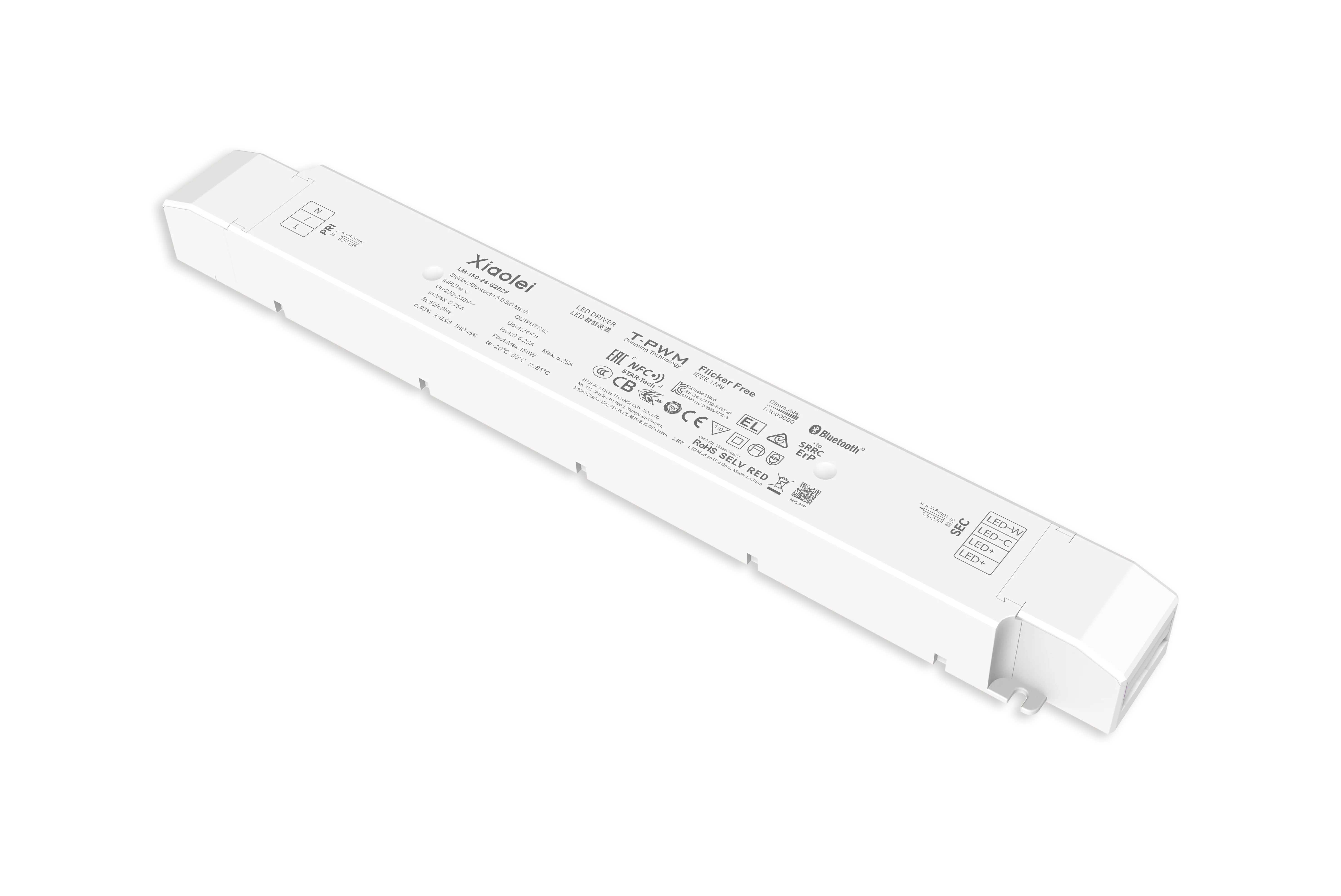 220-240Vac CV CCT Tunable LED Power Driver, 150W 24Vdc , BT5.0 Mesh, High Power CCT Strip, New Arrival LM-150-24-G2B2F