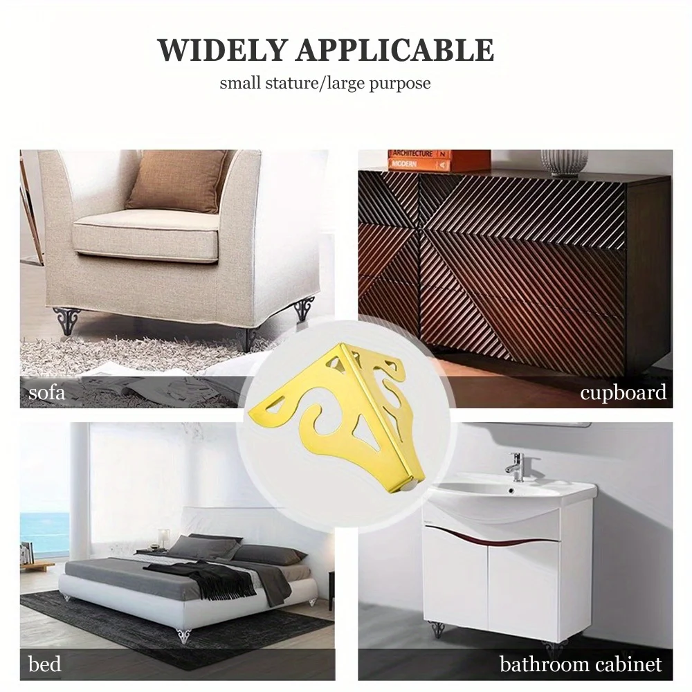 12cm Golden/Silver Metal Furniture Legs Hollow Out Chrome Plated Feet TV Stand Dresser Cabinet Sofa DIY Replacement Support Feet